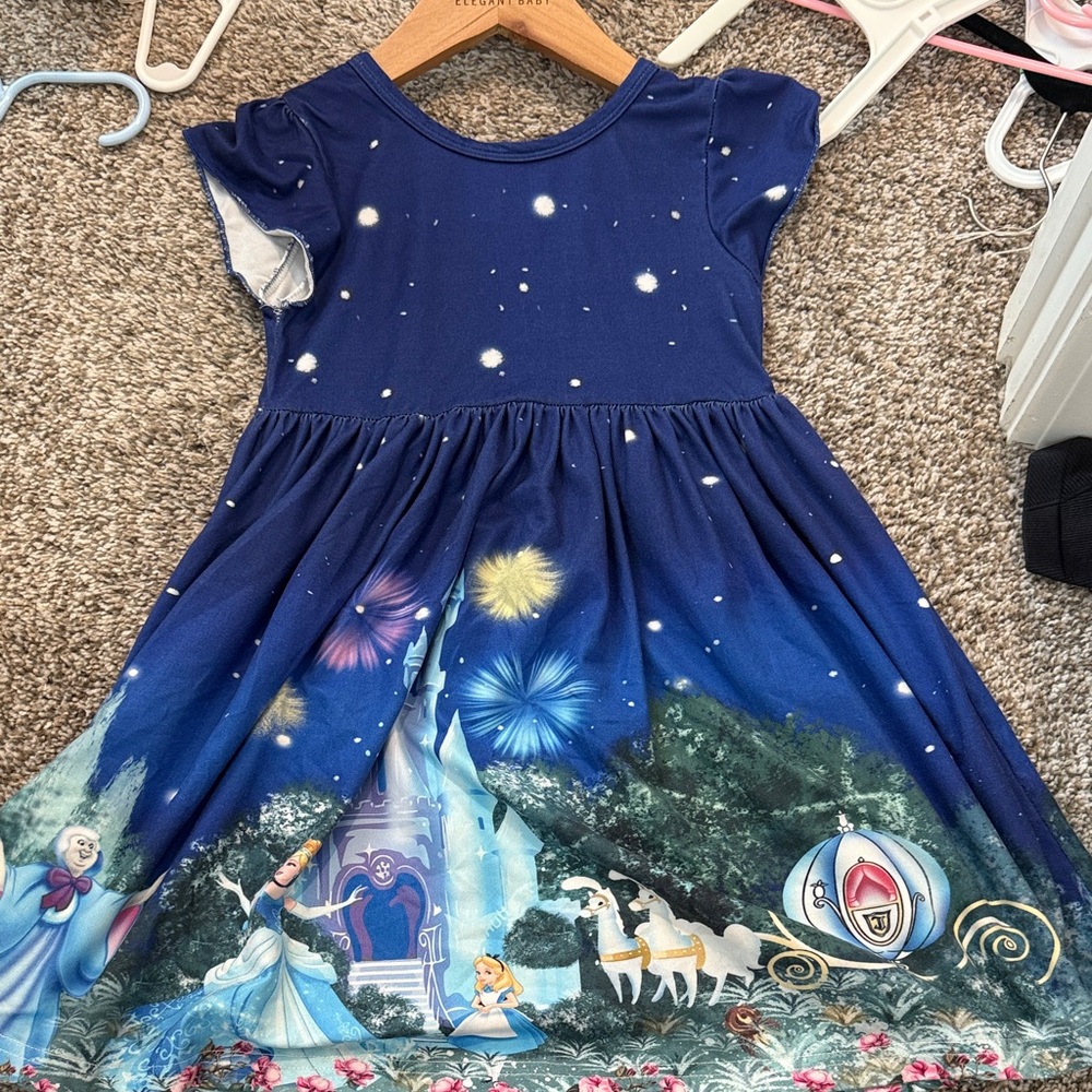 Blue Princess Dress with Fairy Tale Print